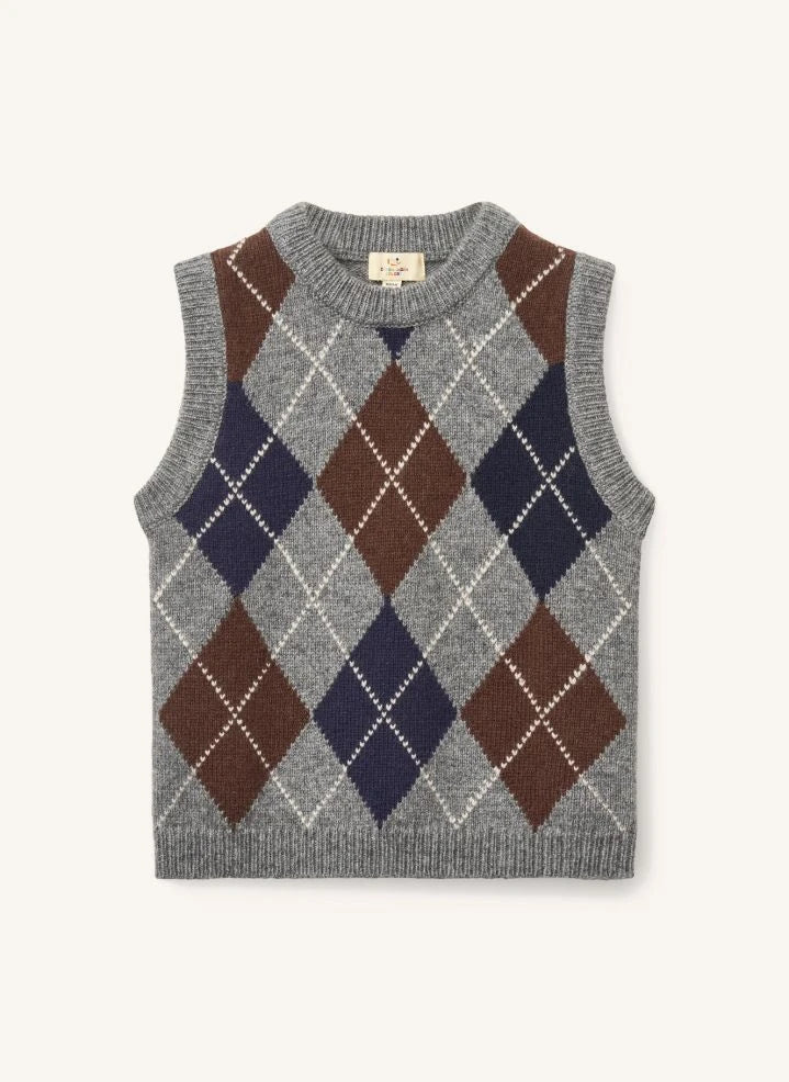 Copenhagen Colors - Jersey sin mangas de lana argyle gris