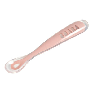 Béaba - Cuchara de silicona suave para bebé | Rosa pálido