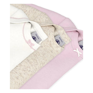 Petit Bateau - 3’lü Düz Body Seti Organik Pamuk Düğümler | Pembe