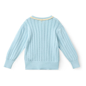 Copenhagen Colors - Cárdigan de algodón orgánico con calado | Azul claro