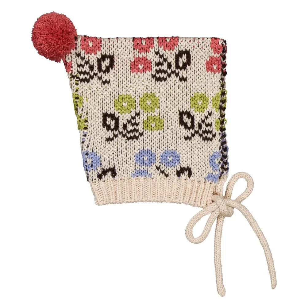 Hello Simone - Gorro con pompón floral | Crema