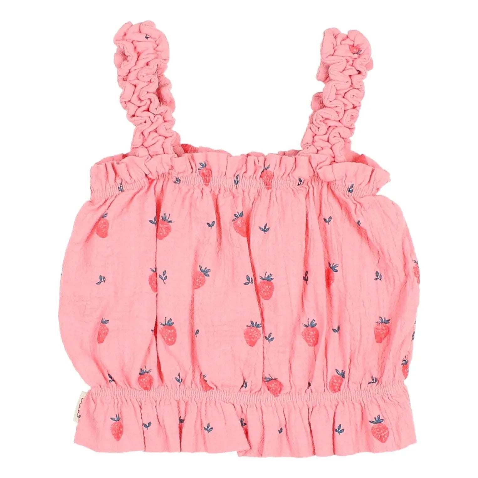 Búho - Camiseta de fresa con volantes de algodón orgánico | Rosa caramelo