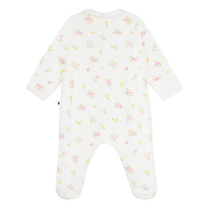 Petit Bateau - Pijama de una pieza con flores de algodón orgánico | Blanco