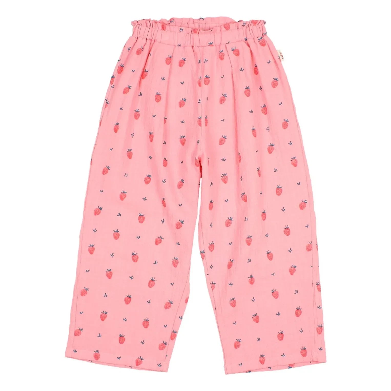 Búho - Pantalones de algodón orgánico con fresas | Rosa caramelo