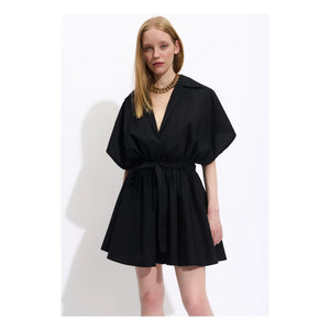 BELLEPIECE - Vestido de popelina Tara Pamuk | Negro