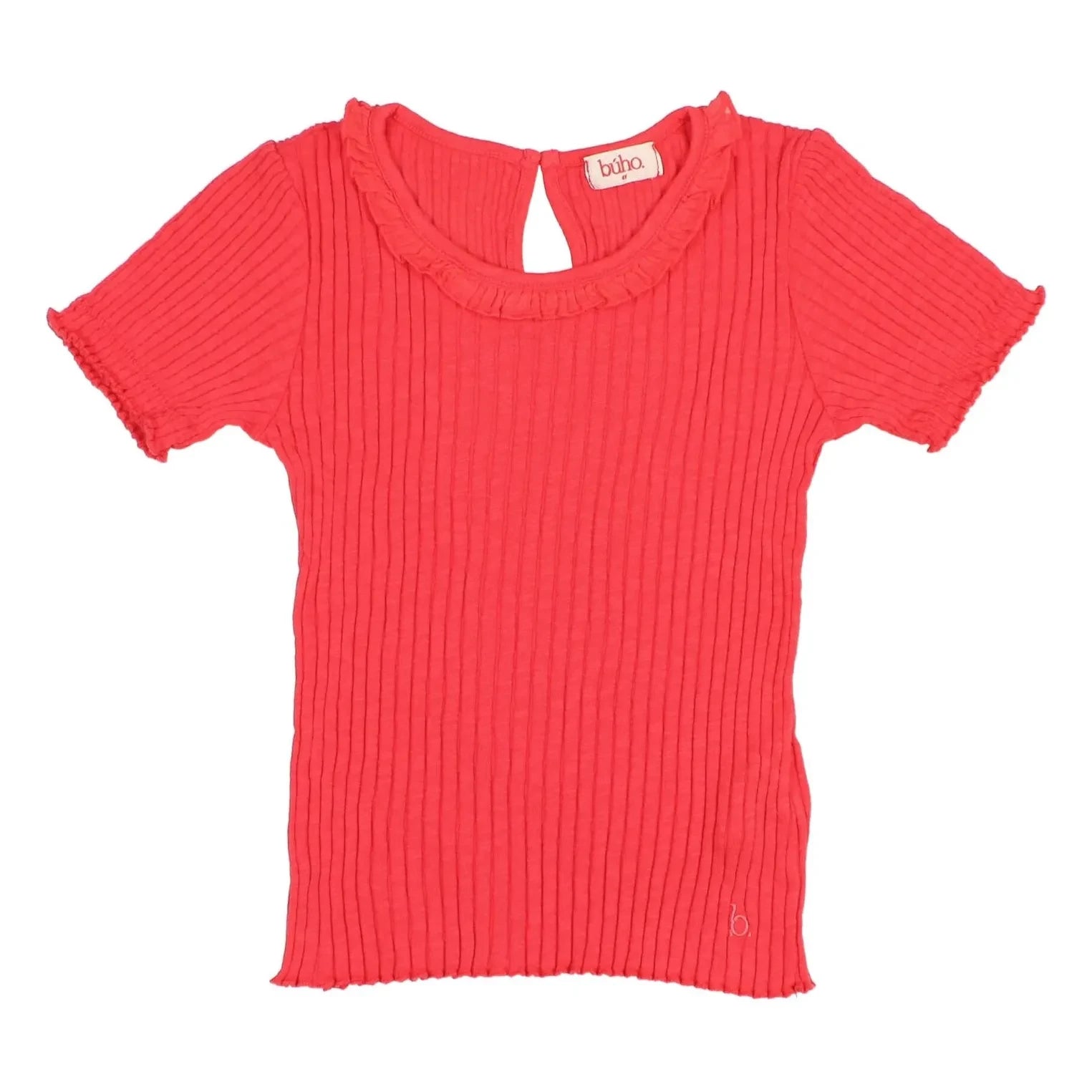 Búho - Camiseta de canalé de algodón orgánico | Rojo