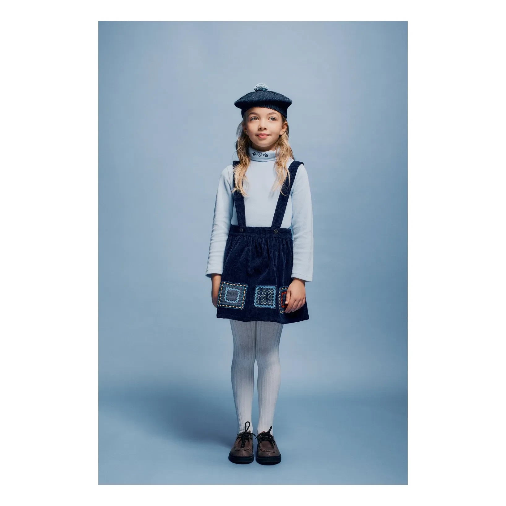 Bebe Organic - Falda Dulcie de terciopelo acanalado | Azul noche