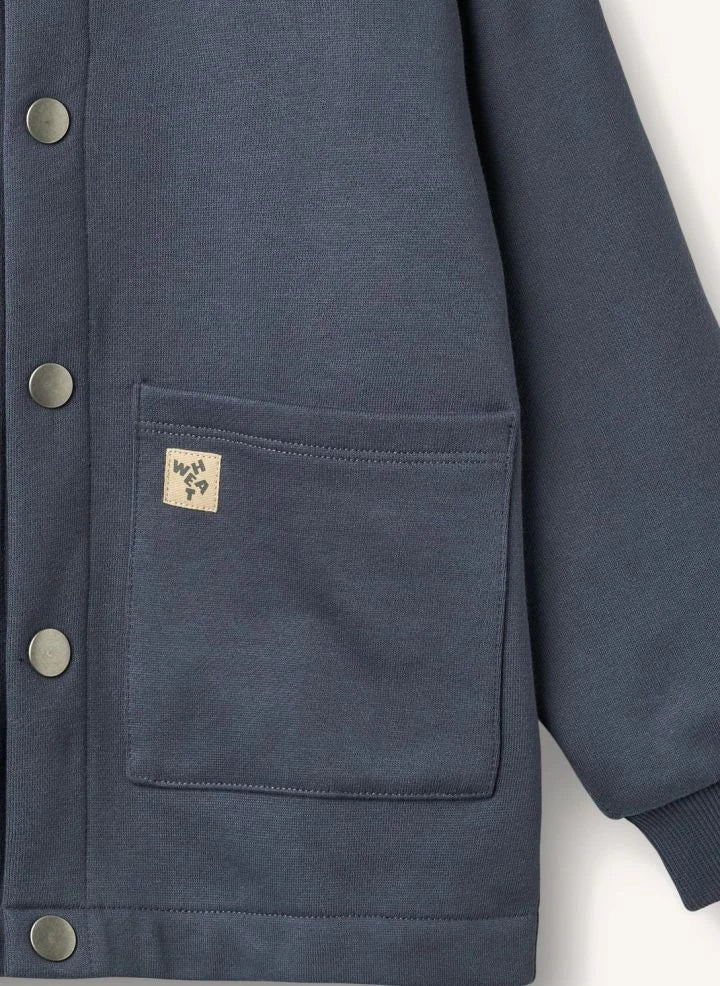 Wheat - Carmine chaqueta abotonada de algodón orgánico | gris azulado
