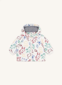 Petit Bateau - Ecru Abrigo de plumón con estampado de animalitos para bebé