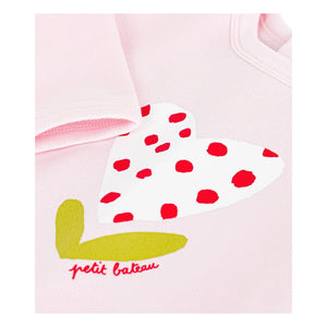 Petit Bateau - Sudadera Corazón de Algodón Orgánico | Rosa claro