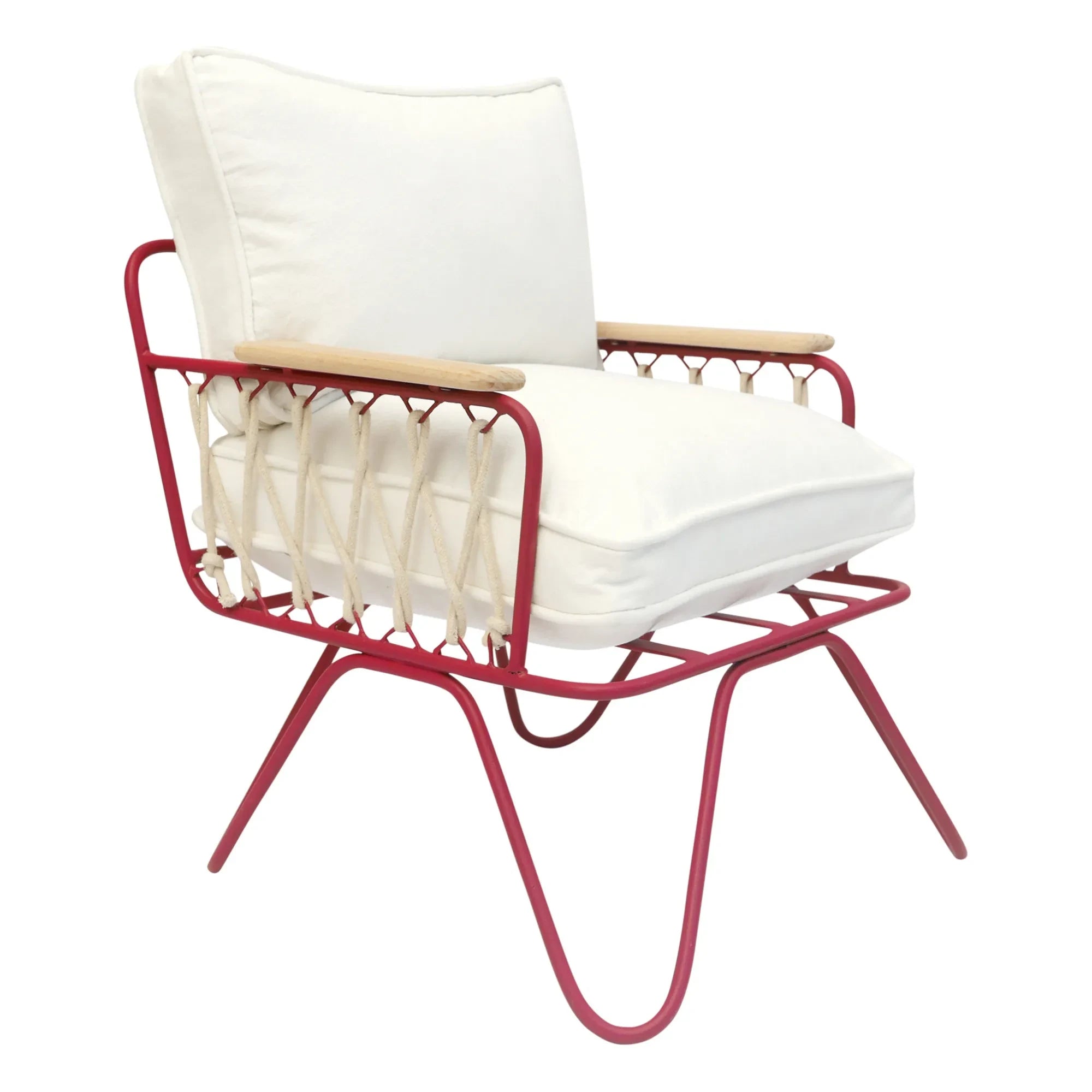 Honoré - Baby Croisette Lounge Chair - Algodón, estructura de metal rojo | Blanco