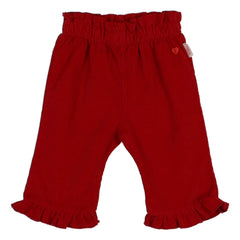 Búho - Pantalón con Volantes de Terciopelo Suave | Rojo cereza