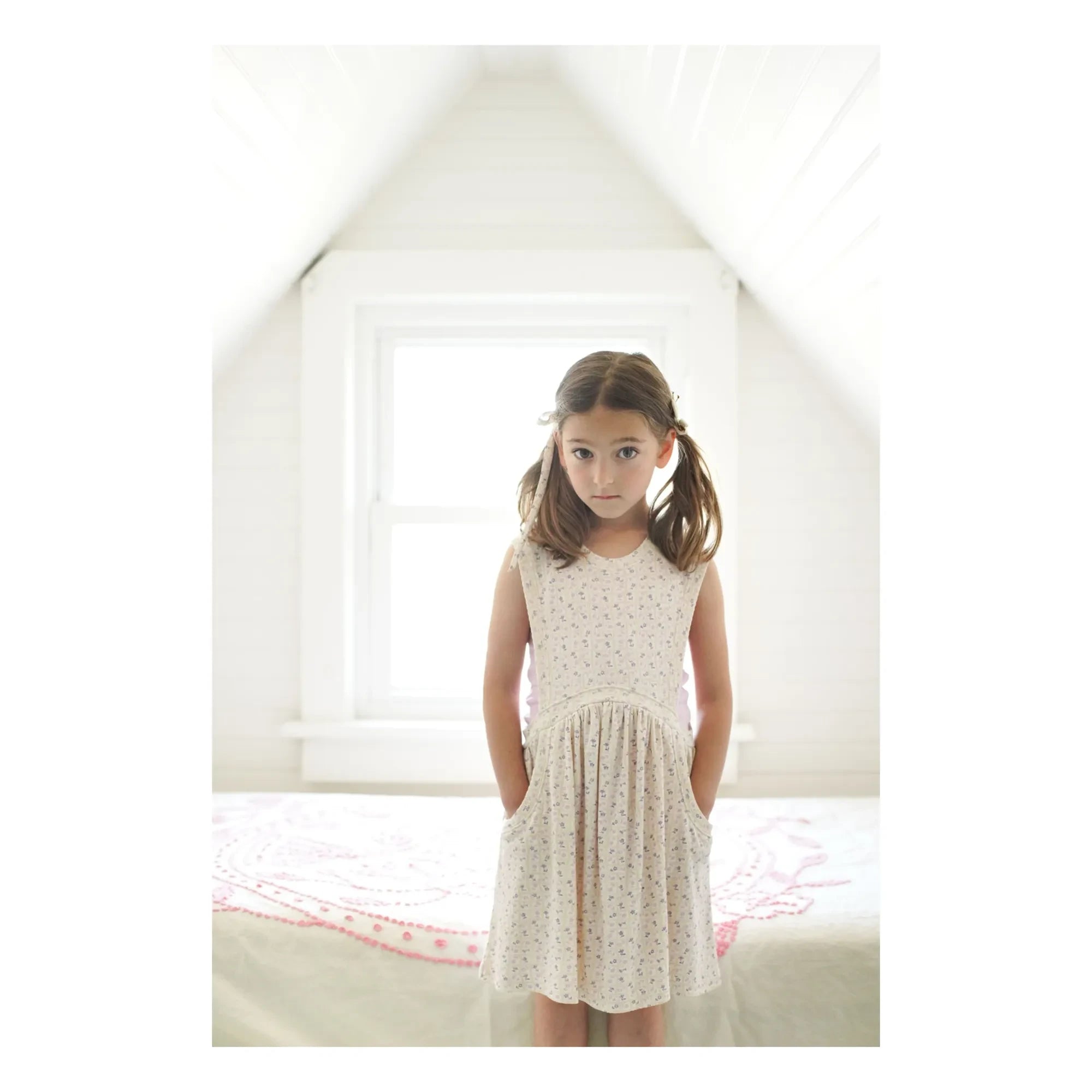 Soor Ploom - Vestido de algodón orgánico Dunes Fleurie | Rosa empolvado