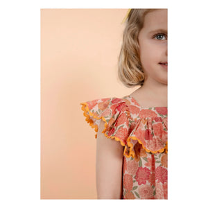 Loir - Vestido de algodón orgánico con estampado de flores de Paz | Coral