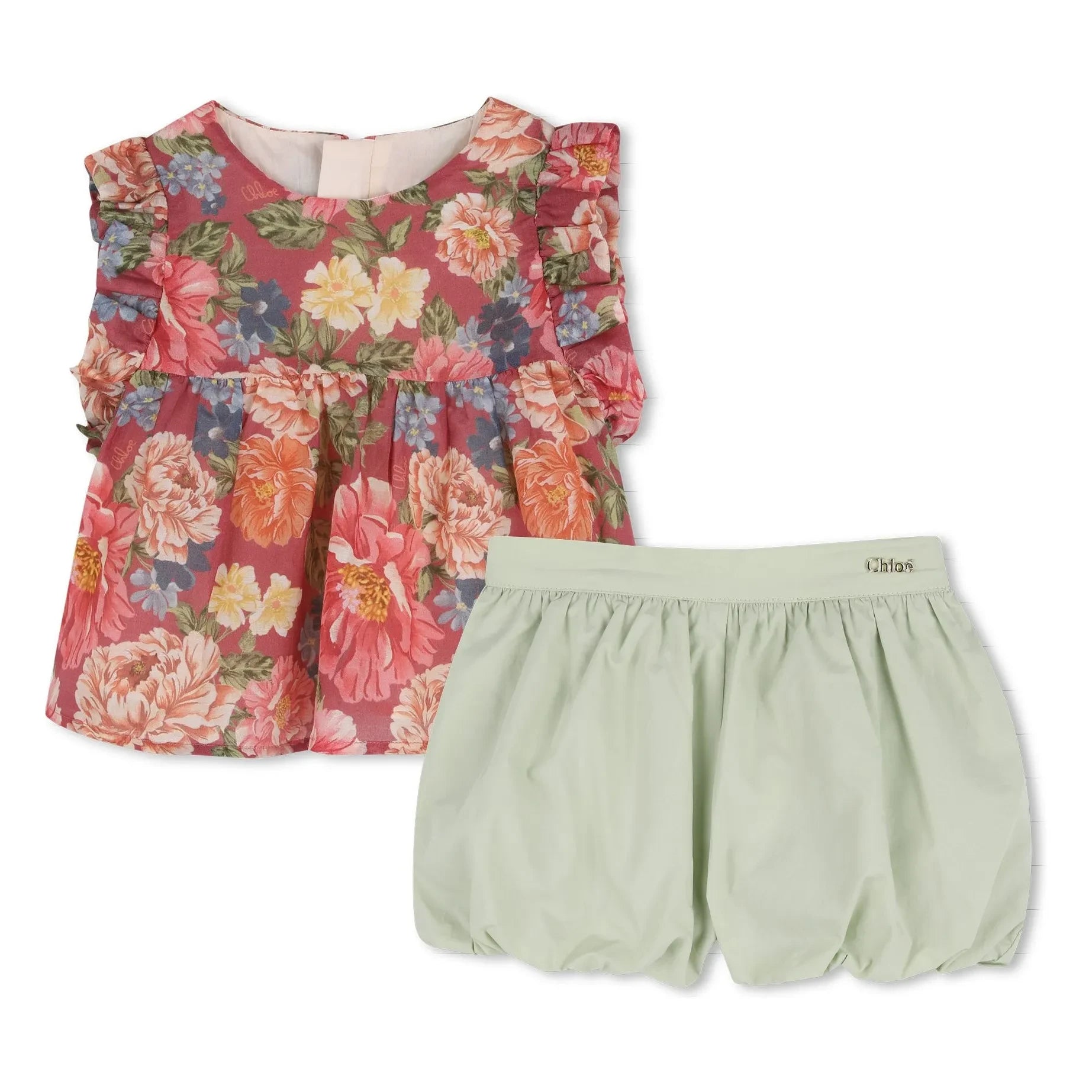 Chloé - Conjunto de top y braguita Fleurie de algodón orgánico | Palo de rosa