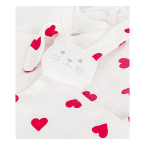 Petit Bateau - Conjunto de regalo de pijama-pelele de 3 piezas y corazones encantadores | Blanco