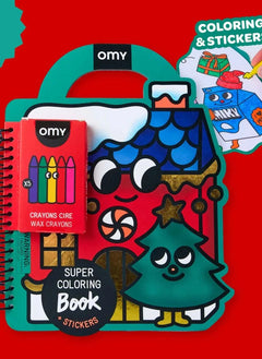 Omy - Libro para colorear de pegatinas de Navidad