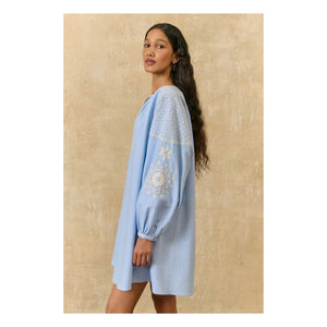 Louise Misha - Vestido de algodón orgánico Janice | Azul
