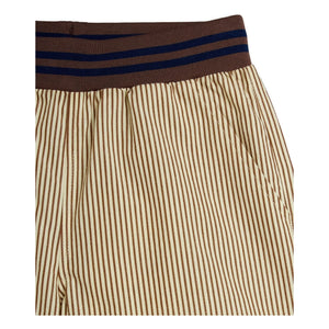Mini Rodini - Pantalones cortos de popelina de algodón orgánico a rayas | Marrón