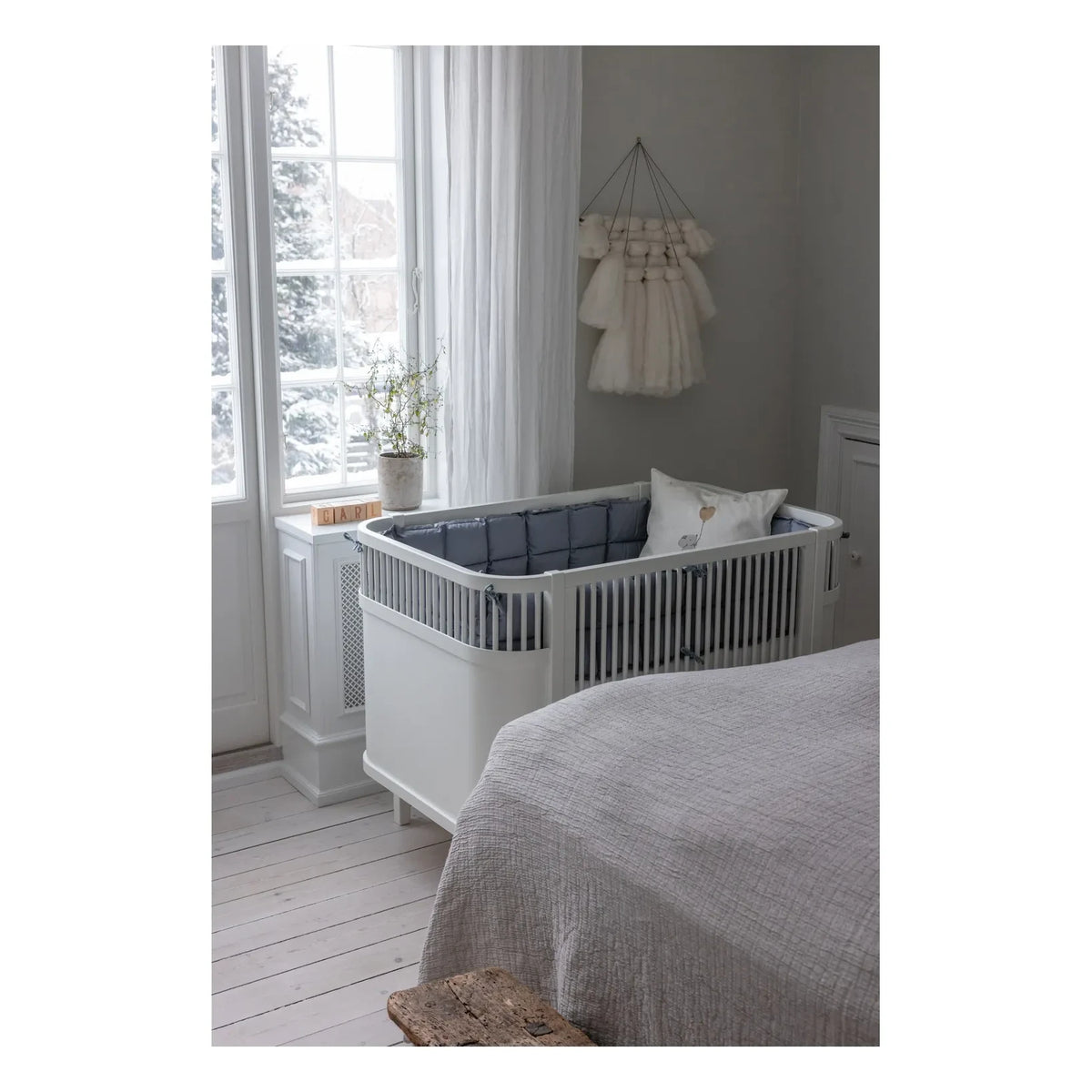 Sebra - Protector de cuna lateral | Gris azul