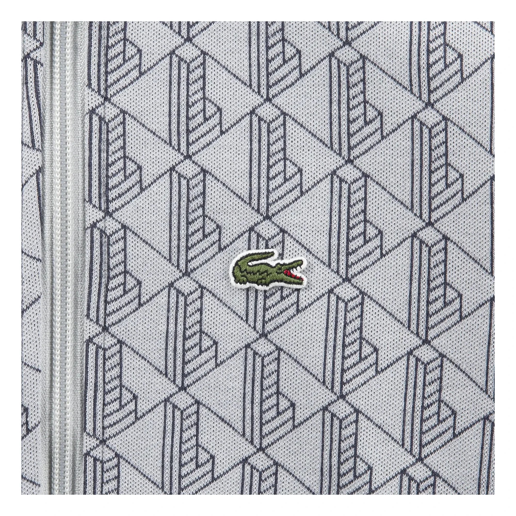 Lacoste - Sudadera con cremallera y monograma de algodón orgánico | Gris claro