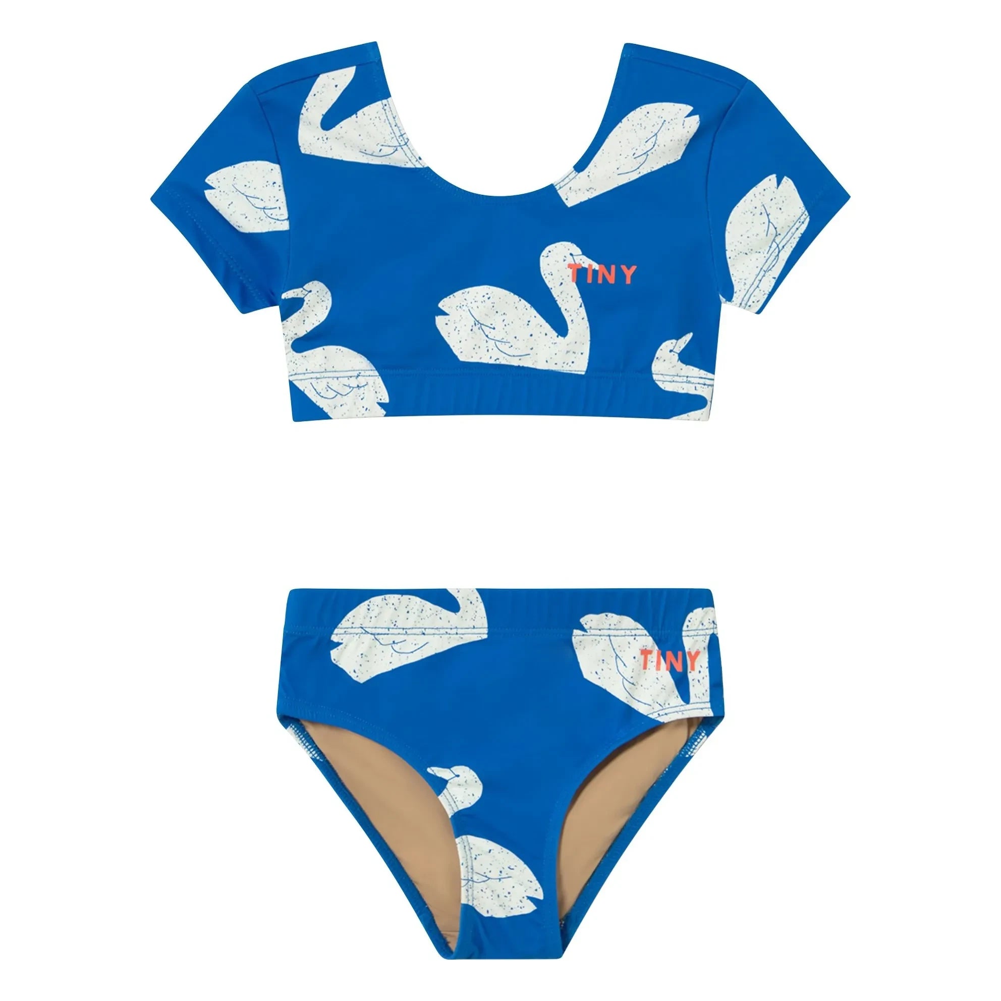Tinycottons - Bañador Manga Corta Cisnes | Azul