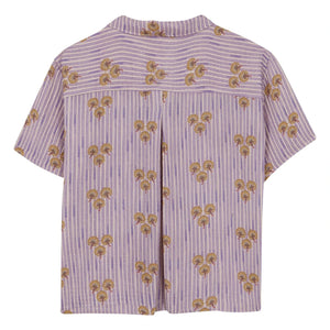 birinit - Camisa Cinca de algodón orgánico a rayas con bolsillo | Malva empolvado