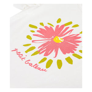 Petit Bateau - Camiseta con volantes y estampado floral de algodón orgánico | Blanco