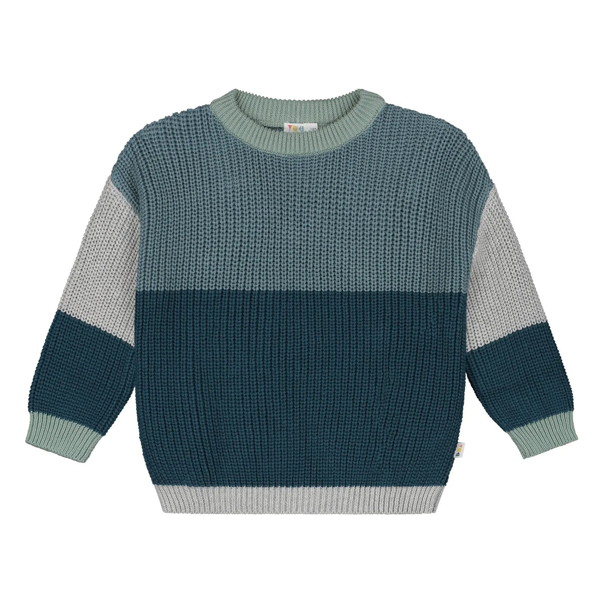Yuki - Suéter color block de algodón orgánico | Azul