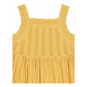 FUB - Vestido de Verano de Algodón Orgánico de Punto Fino | Mostaza