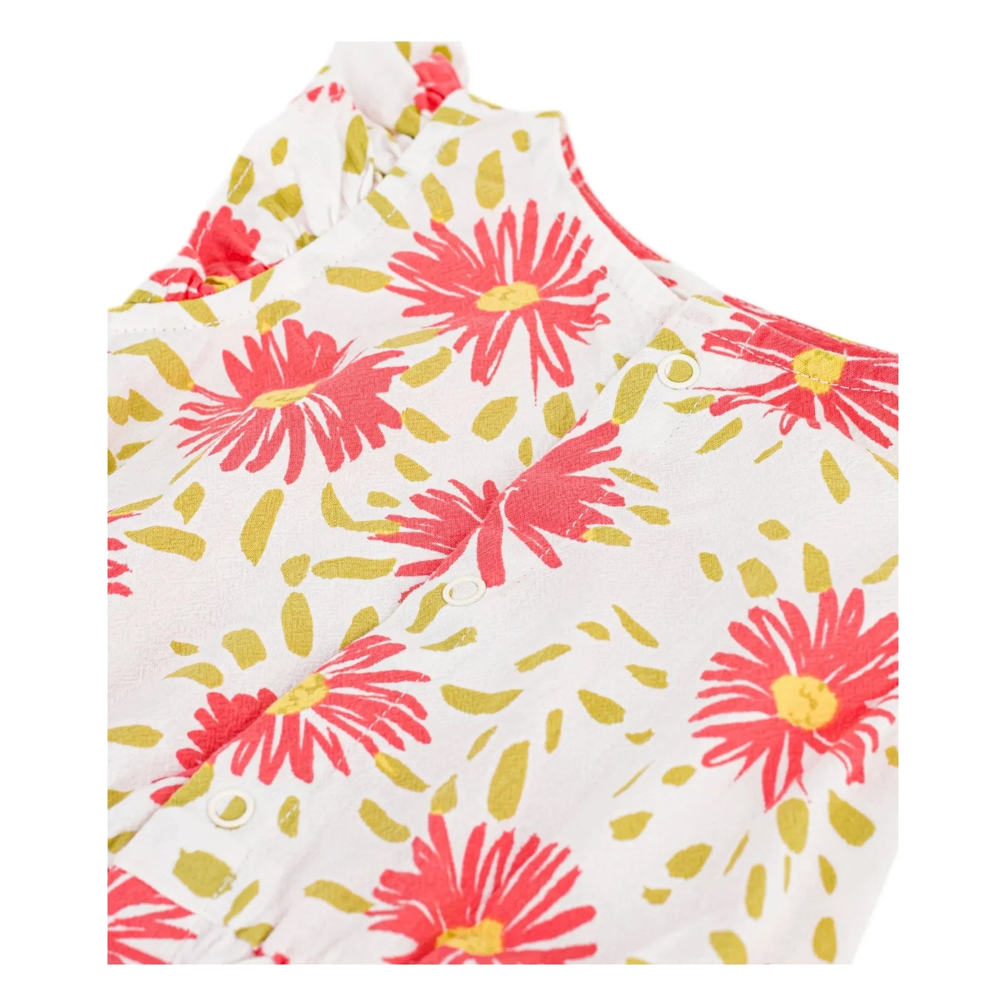 Petit Bateau - Mono crepé de algodón orgánico con estampado floral | Blanco