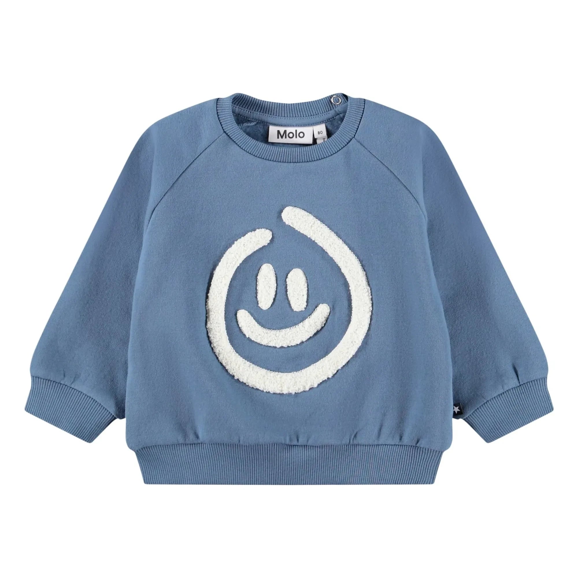 Molo - Sudadera Disk Smiley de algodón orgánico | Azul claro