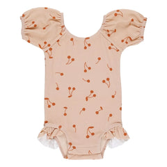 Quincy Mae - Traje de baño Catalina con estampado de cerezas | Rosa pálido