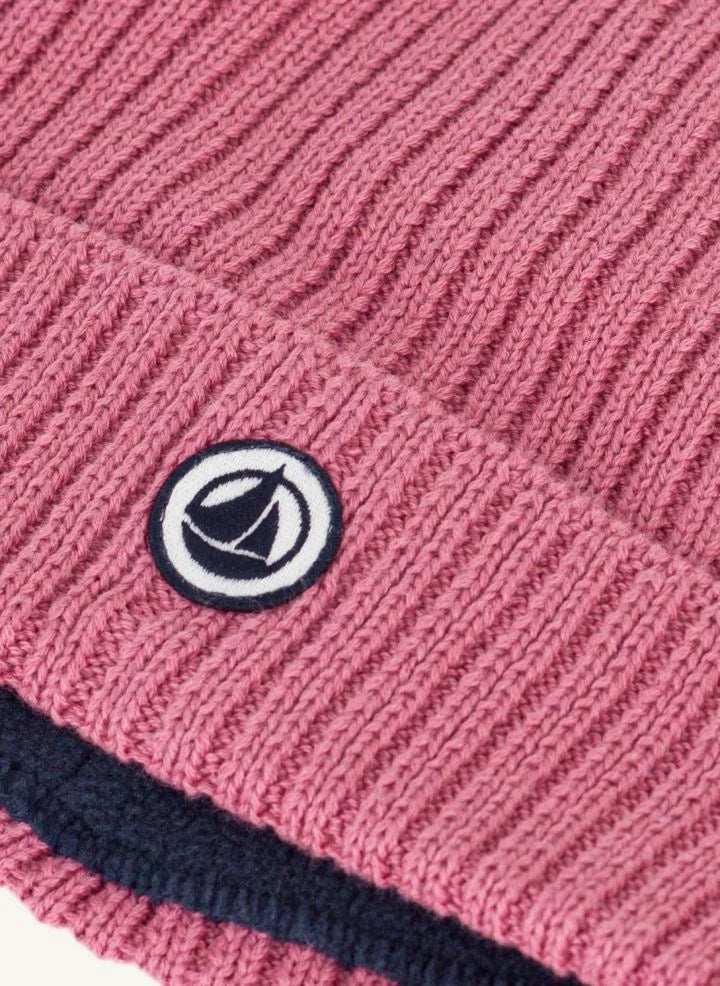 Petit Bateau - Gorro forrado de algodón orgánico | Rosa empolvado