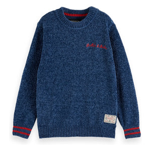 Scotch & Soda - Jersey de cuello redondo de punto de chenilla | Azul