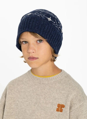 Hundred Pieces - Gorro de Merino Jacquard Timber | Azul Marino
