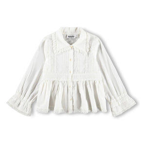 Molo - Blusa con volantes de algodón orgánico Reece | Blanco