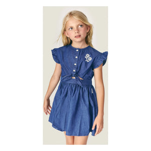 Mipounet - Vestido vaquero de algodón anudado Amélie BCI | Azul