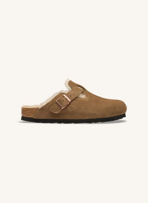 BIRKENSTOCK - Zapatillas de Suede de Piel de Cordero Boston | Marrón topo