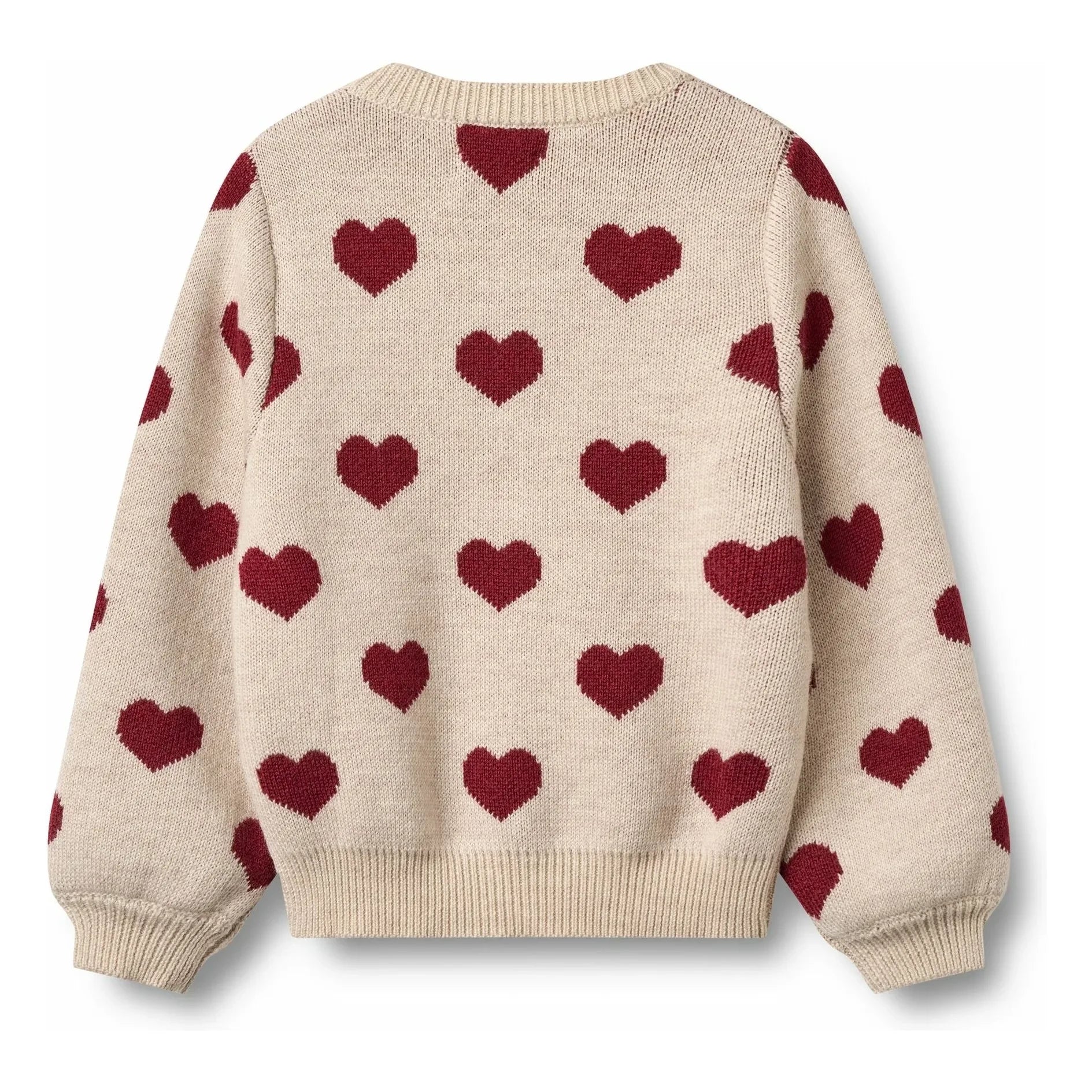 Wheat - Cárdigan de lana merina con jacquard de corazón | Beige
