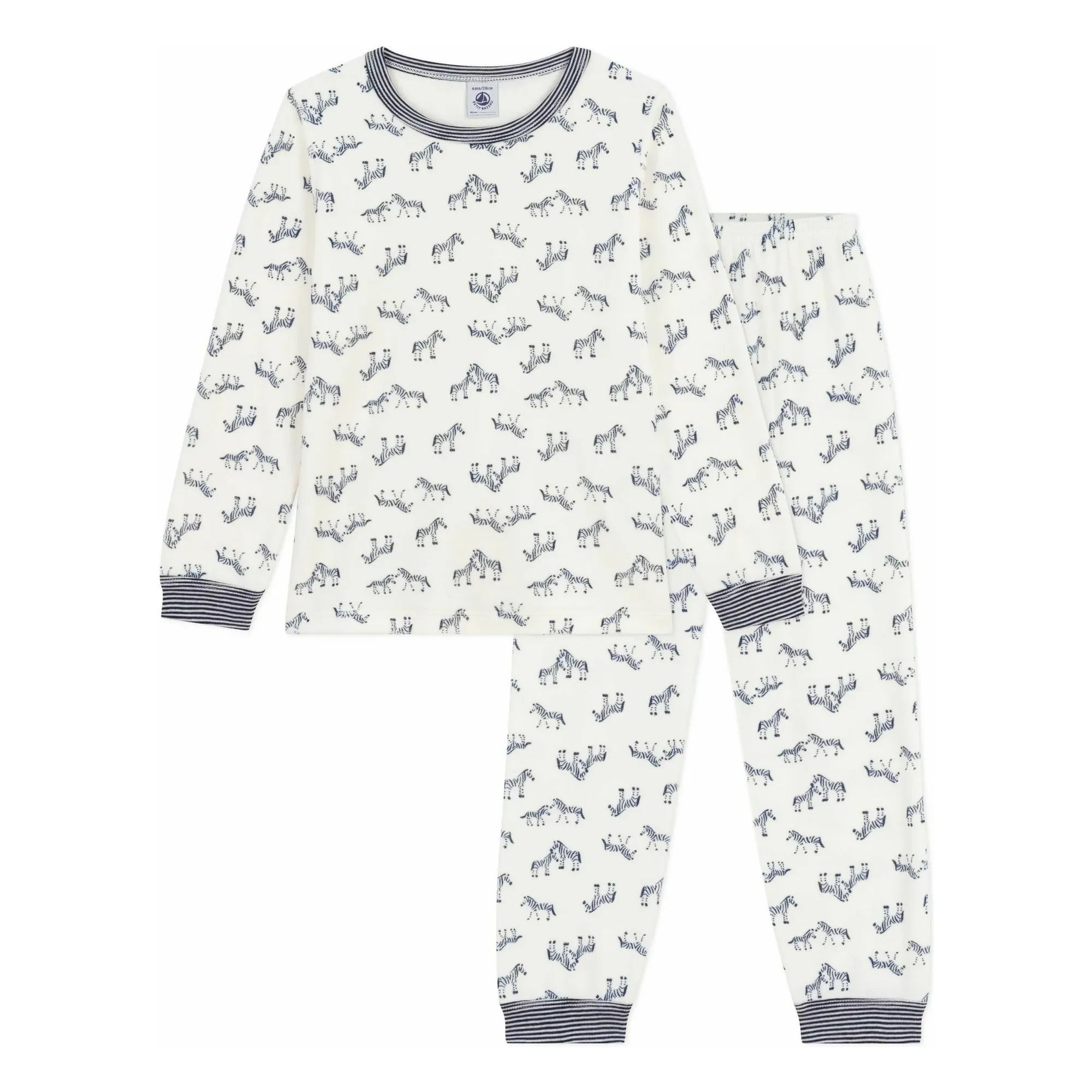 Petit Bateau - Pijama de algodón orgánico con estampado de cebra | Crudo