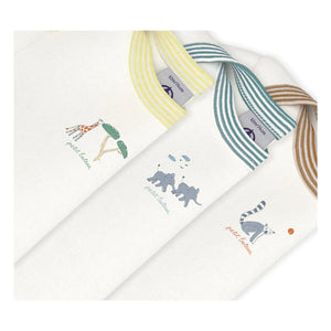 Petit Bateau - Conjunto de 3 peleles de algodón orgánico con animales | Blanco