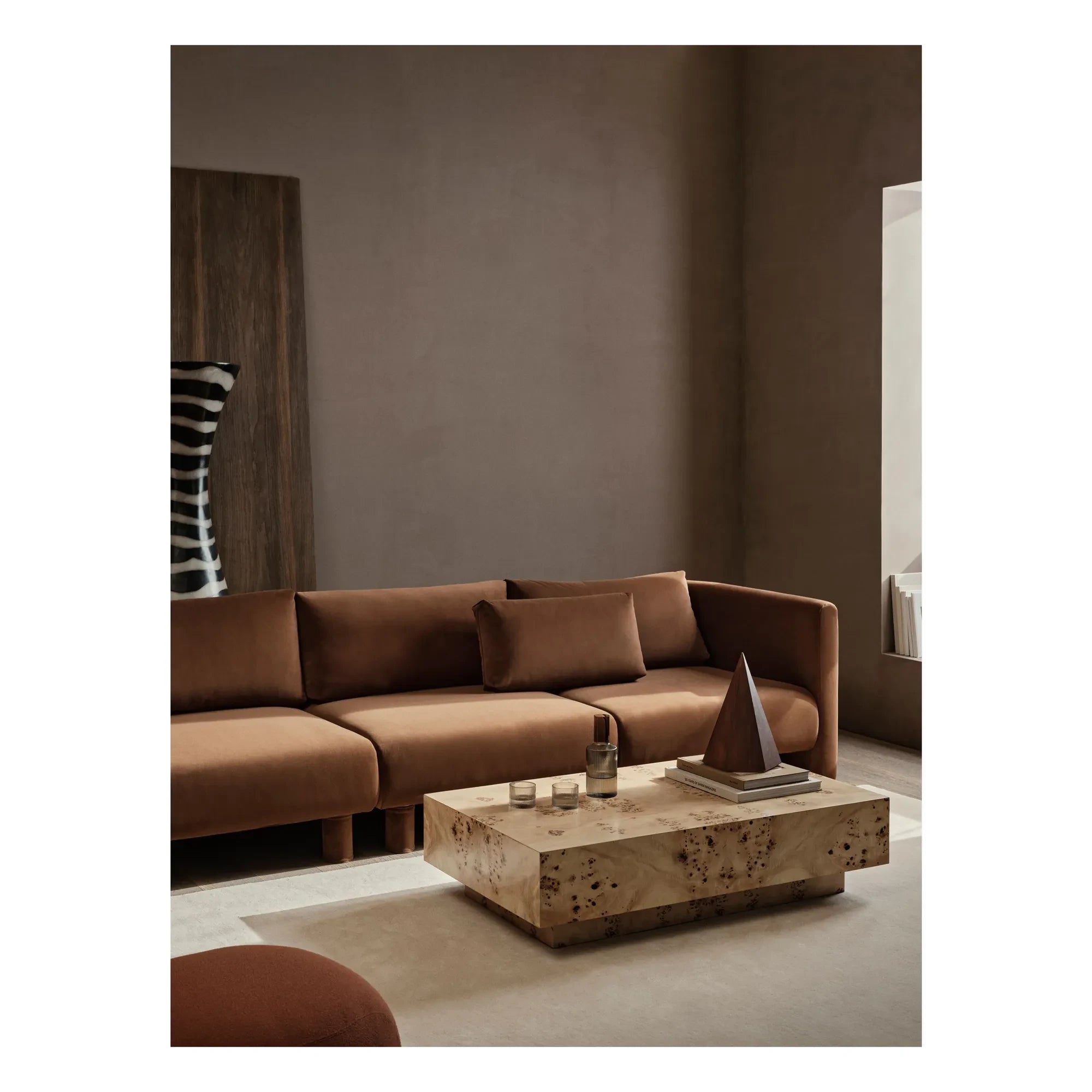 Ferm Living - Sofá modular Dase de terciopelo, módulo derecho | Marrón