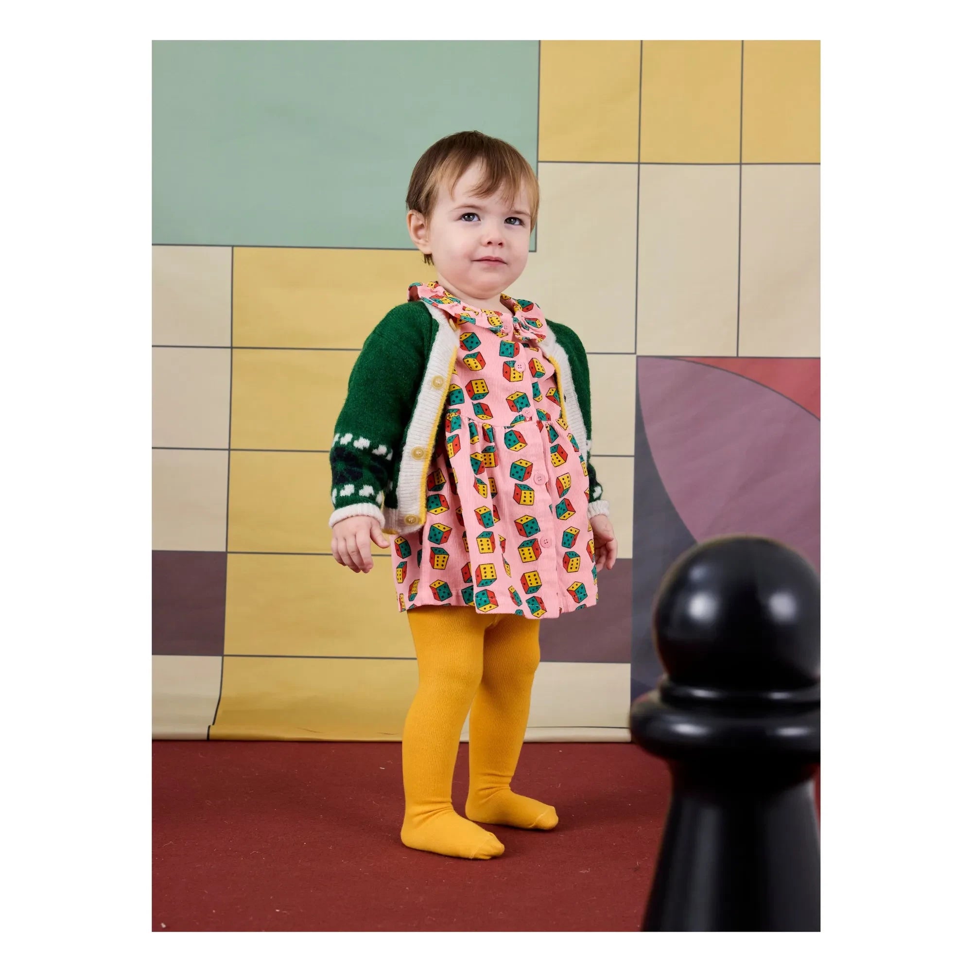 Bobo Choses - Vestido de pana de algodón orgánico con dados | Rosa