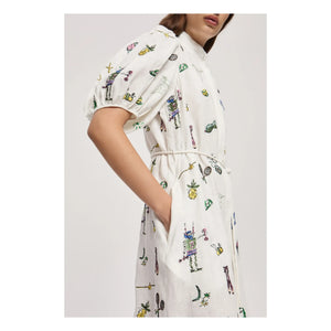 Alémais - Vestido de lino bordado | Crema