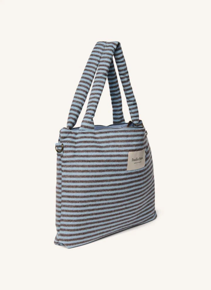 Studio Noos - Bolsa de cuidado para bebé de lana a rayas | Azul claro