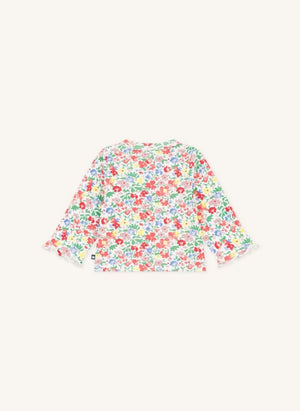 Petit Bateau - Organik Pamuklu Çiçek Desenli Bebek Hırkası | Beyaz