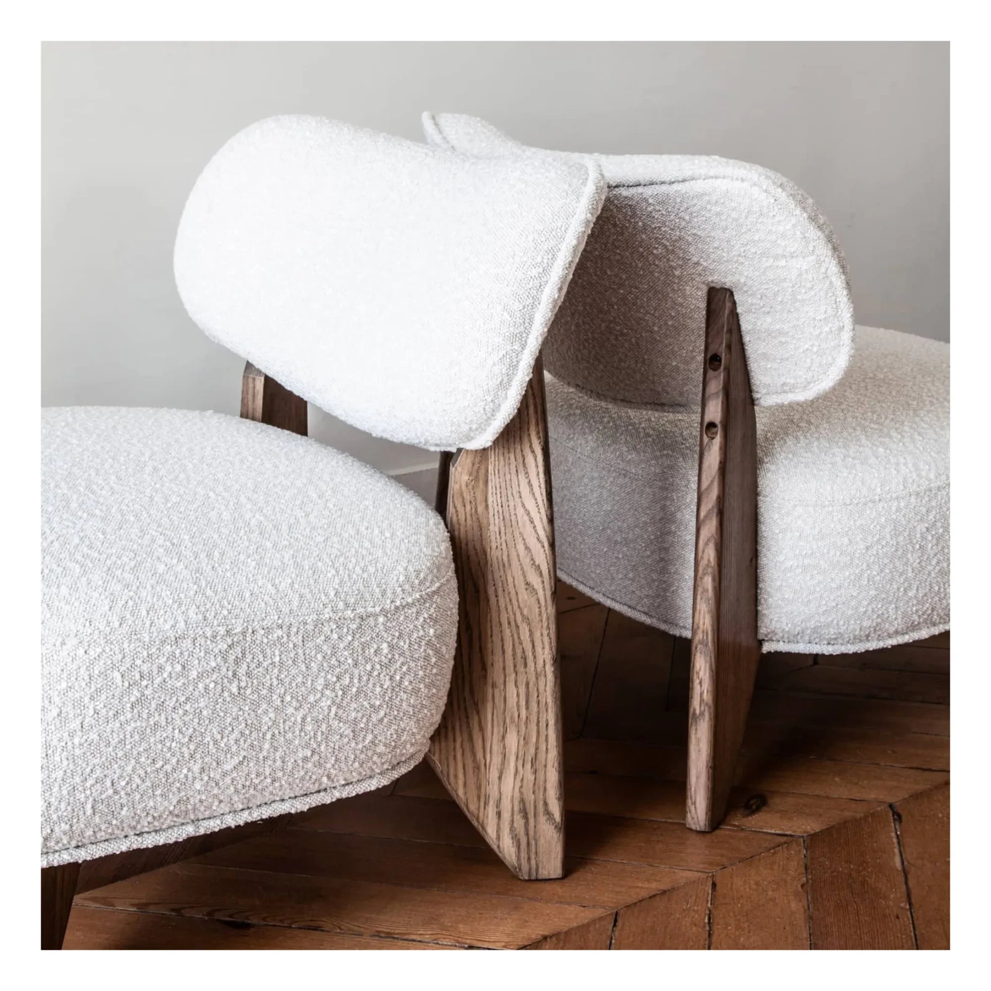 Panac Edition - Nicolo Bouclé y Sillón Roble Ahumado - 65 cm | Blanco Roto