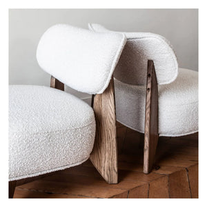 Panac Edition - Nicolo Bouclé y Sillón Roble Ahumado - 65 cm | Blanco Roto