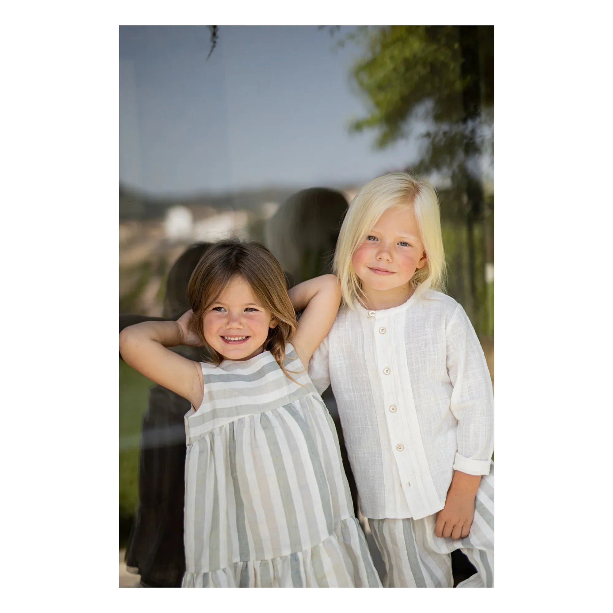 1+ in the family - Vestido de Lino Rayado Calonge | Crudo